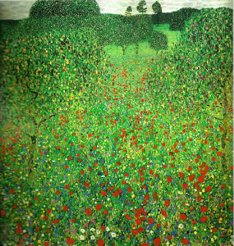Gustav Klimt vallmofalt Norge oil painting art